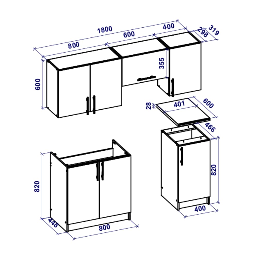 Cuisine Oak 1,8m chêne Sonoma ensemble complet meuble cuisine