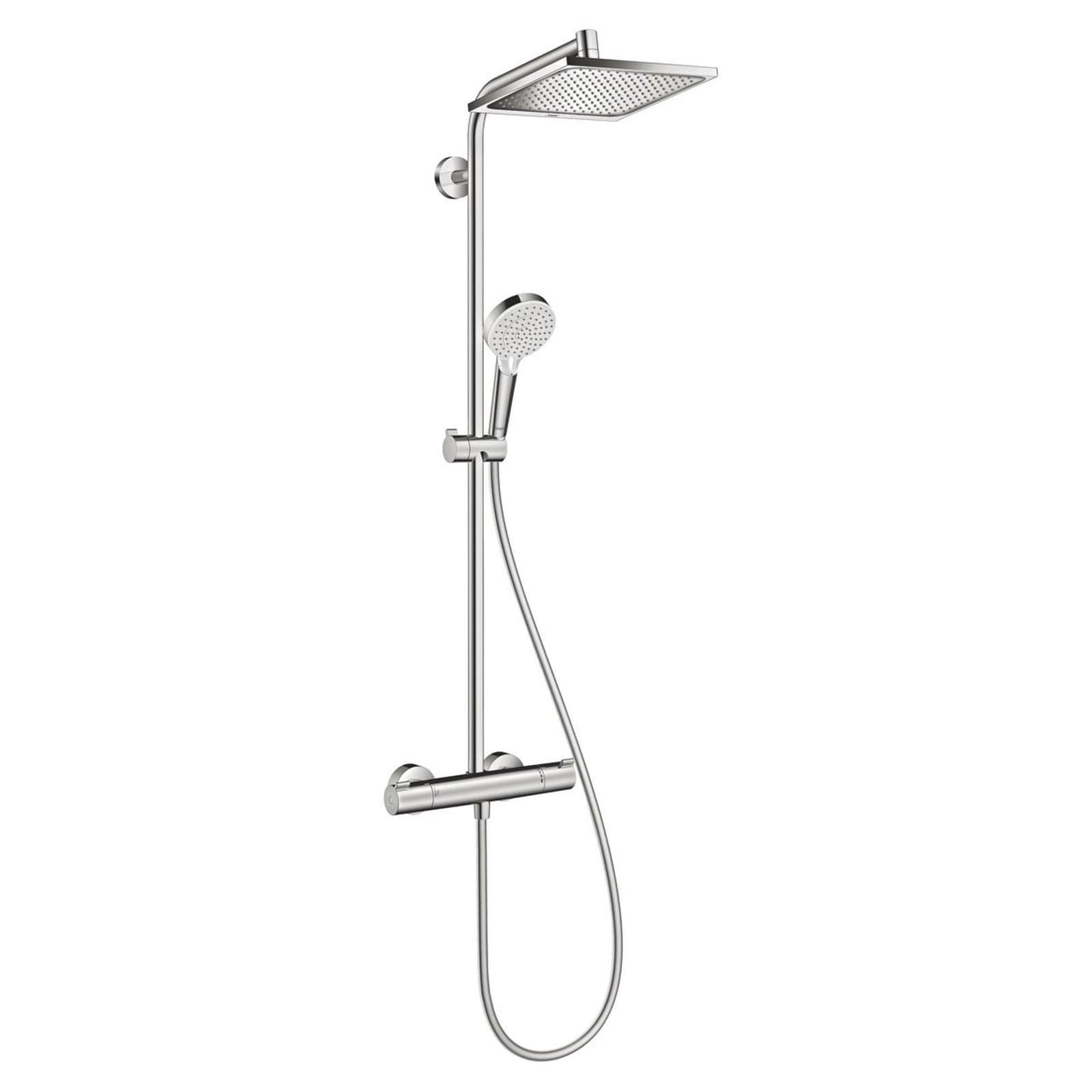 hansgrohe-crometta-e-240-colonne-de-douche-avec-robinet-thermostatique-ecosmart-et-douchette-1-jet-chrome-sw73207 (3) Colonne de douche Crometta E 240 1 jet EcoSmart avec mitigeur thermostatique Chromé 27281000 – Image 1
