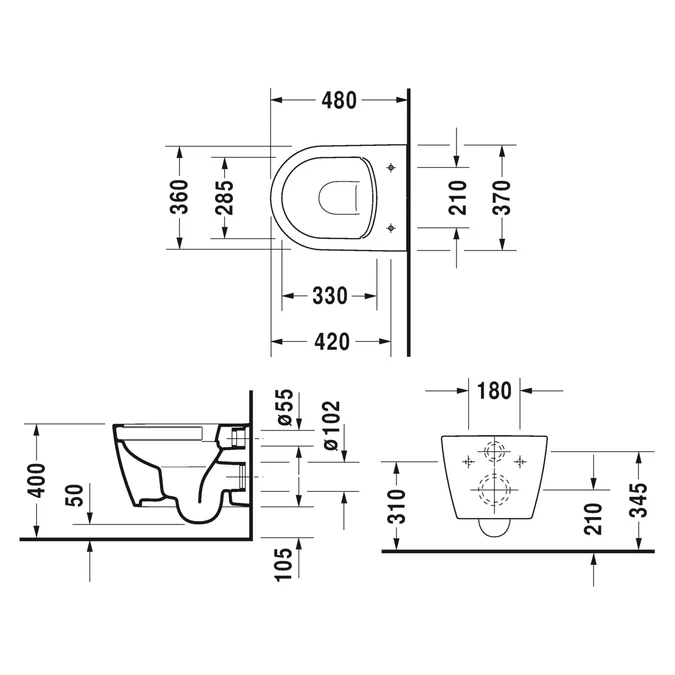 WC suspendu compact sans bride DURAVIT Me by Starck avec abattant frein de chute – Image 10